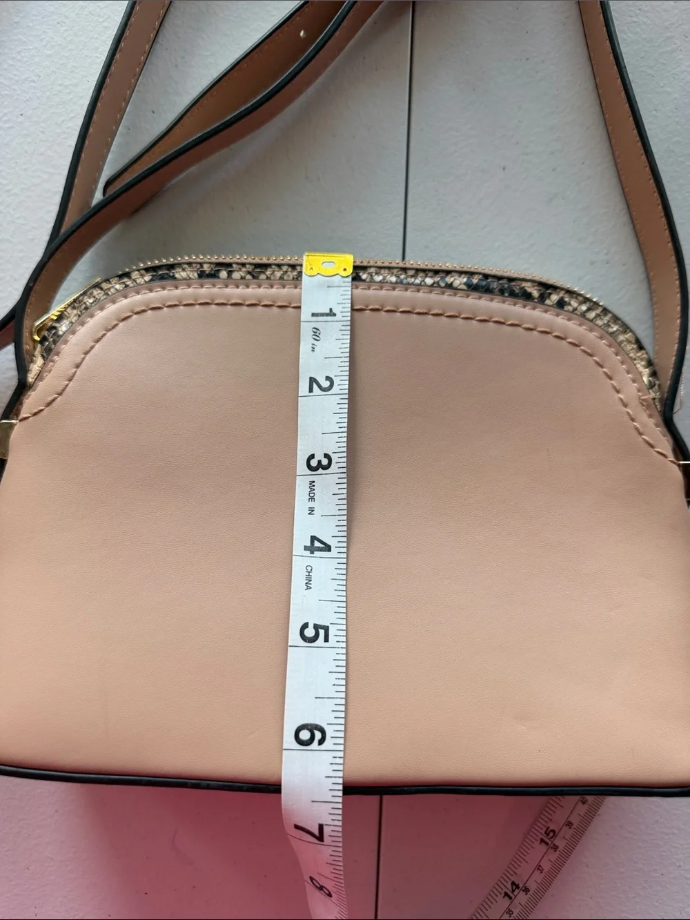 A NEW DAY Beige Faux Leather Crossbody Bag